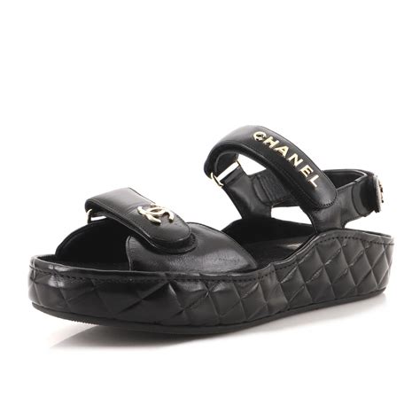 chanel black sandals velcro|chanel clear slides.